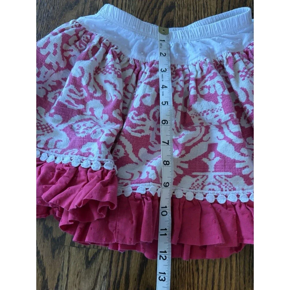 Persnickety Pink Cotton‎ Linen Garden Party Reversible Skirt Size 7 Panel Boho
